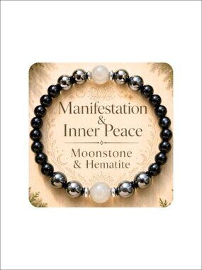 Moonstone Hematite Obsidian Beaded Stretch Bracelet Healing Crystal